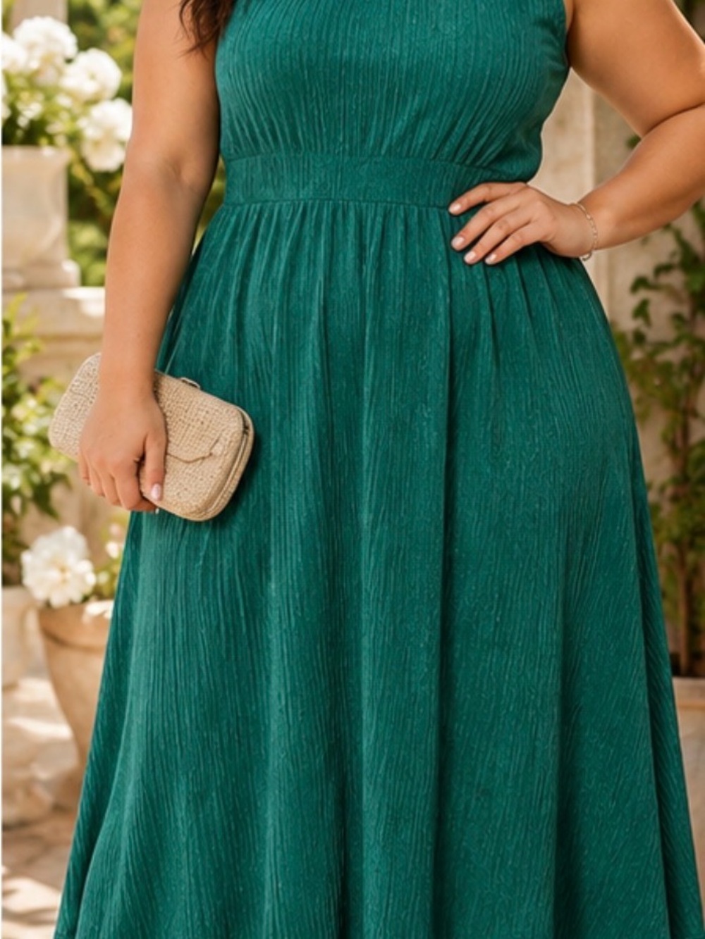 Rebdolls Teal Textured Sleeveless Maxi Dress